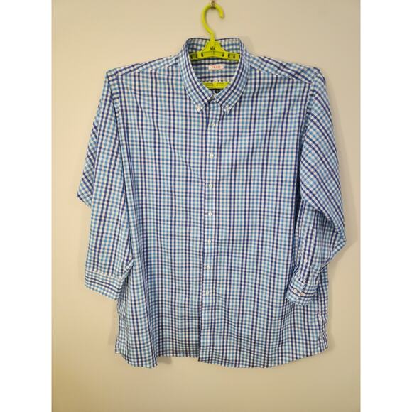 Izod Shirt Mens 20 Tall 35 36 Blue Check Long Sleeve Classic Preppy Business - Picture 3 of 10